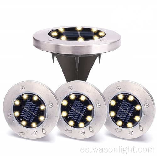 Wason Hot Sale 8led Auto/Off Night Security Disk Powered LED Garden Light Walkway Flights Solar Ground Flok
